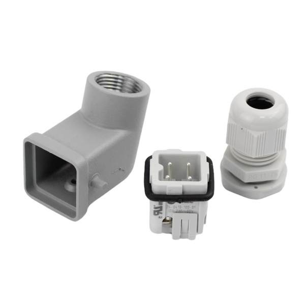 Industriesteckverbinder - Stecker gewinkelt 4 Polig 10A - Metall